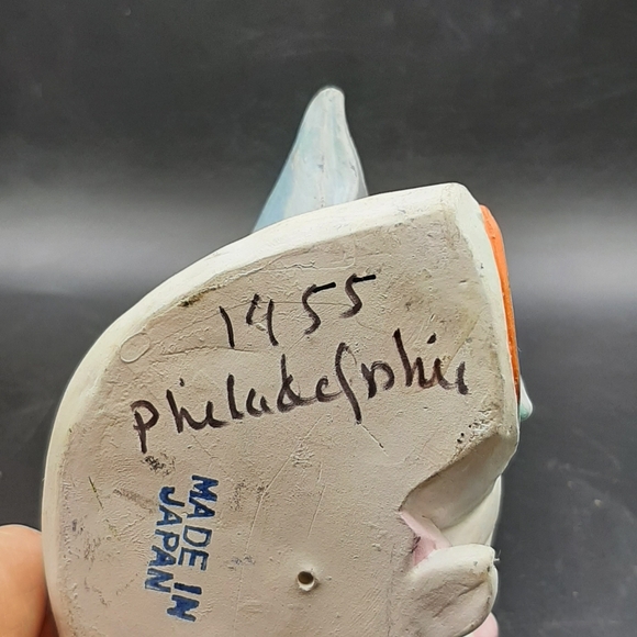 Vintage Chalkware Asian Geisha Girl With Drum Traditional Dress 1955 Japan - Picture 8 of 8